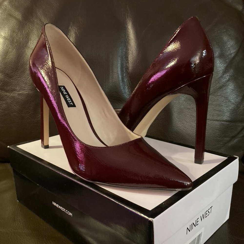 Nine West - "Tatiana" 4" Stiletto Heels - Size 11 - Wine Patent